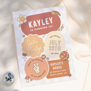 Invitation Groovy Daisy Boho Rétro Fête Anniversaire Fille