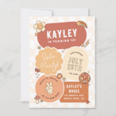 Invitation Groovy Daisy Boho Rétro Fête Anniversaire Fille (Devant)
