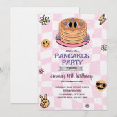 Invitation groovy de fête de pancakes (Devant / Derrière)