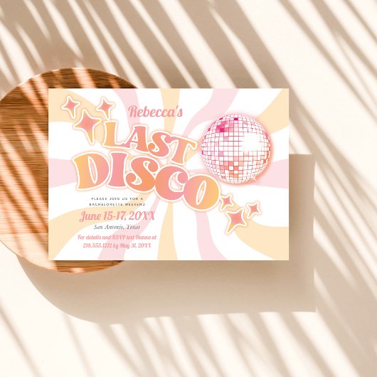 Invitation Groovy Dernière Disco pour Enterrement