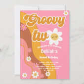 Invitation Groovy deux rétro vintage deuxième anniversaire (Devant)