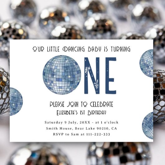 Invitation Groovy Disco Dancing Baby First Birthday