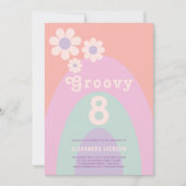 Invitation Groovy Eight Rétro Daisy Arc 8e Anniversaire (Devant)