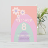 Invitation Groovy Eight Rétro Daisy Arc 8e Anniversaire (Debout devant)