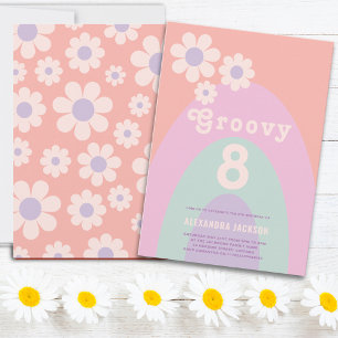 Invitation Groovy Eight Rétro Daisy Arc 8e Anniversaire