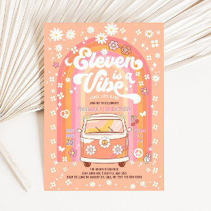 Invitation Groovy Eleven est un anniversaire de 11 ans de Vib