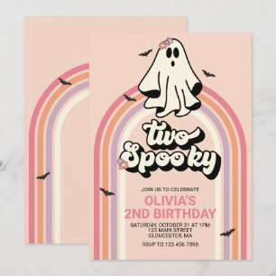 Invitation groovy Fantôme rétro Halloween Deux Drôle Annivers