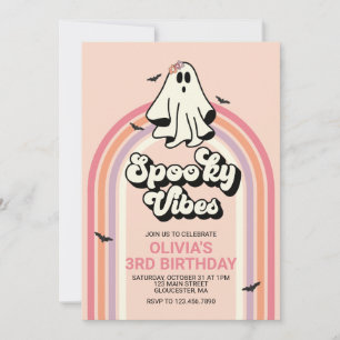 Invitation groovy Fantôme rétro Halloween Vibes effrayantes A
