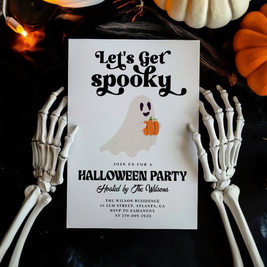 Invitation Groovy Ghost Faisons-nous une Halloween effrayante
