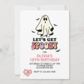 Invitation groovy Ghost rétro Halloween Anniversaire (Devant)