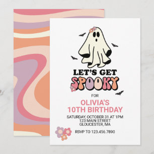 Invitation groovy Ghost rétro Halloween Anniversaire