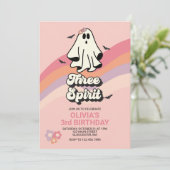 Invitation groovy Ghost rétro Halloween Trois Esprits Anniver (Debout devant)