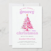 Invitation Groovy Little Christmas Pink Disco Christmas Party (Devant)