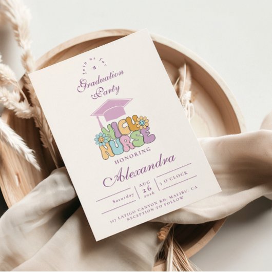 Invitation Groovy NICU Nurse Graduation Party