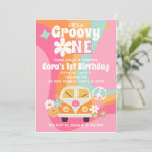 Invitation Groovy One 1er Anniversaire (Debout devant)