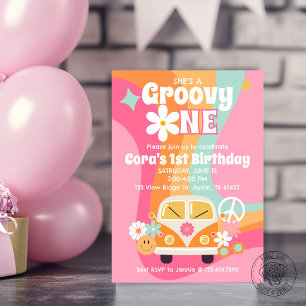 Invitation Groovy One 1er Anniversaire