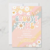 Invitation Groovy ONE 1er Anniversaire Pastel Groovy (Devant)