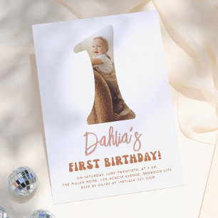 Invitation Groovy One Boho 70s Daisy Photo Fête d'anniversair