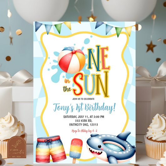 Invitation Groovy One in the sun Pool Party