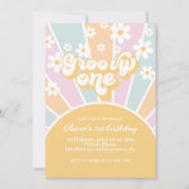 Invitation Groovy One Pastel Rétro Soleil Fleurie Boho (Devant)