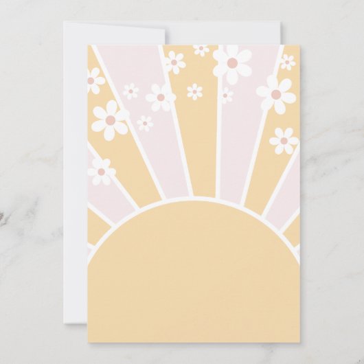 Invitation Groovy One Pastel Rétro Soleil Marguerite Rose (Dos)