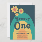 Invitation Groovy One Retro Boho 1er Anniversaire (Devant)