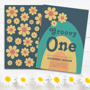 Invitation Groovy One Retro Boho 1er Anniversaire