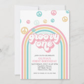 Invitation Groovy One Retro Été Arc-en-ciel (Devant)