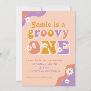 Invitation Groovy One Retro First Birthday Invite