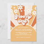 Invitation Groovy One Rétro Soleil daisy boho floral (Devant)