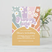 Invitation Groovy One Retro Sunshine Fleur de Dais (Debout devant)