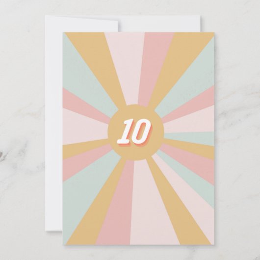 Invitation Groovy Peace Out Rétro Chiffres Simples 10e Annive (Dos)