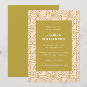 Invitation Groovy Retro Chartreuse Botanique Bat Mitzvah (Devant / Derrière)