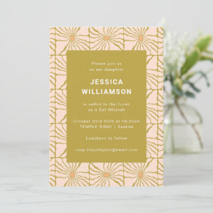 Invitation Groovy Retro Chartreuse Botanique Bat Mitzvah