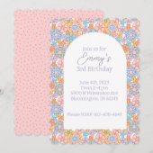 Invitation groovy rétro Flower Power (Devant / Derrière)