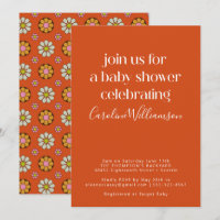 Groovy Rétro Orange Fleurs Années 70 Baby Shower 