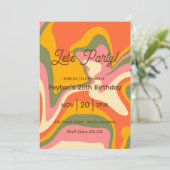 Invitation groovy rétro pour une fête de marbre (Debout devant)