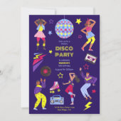 Invitation Groovy Roller Disco Fête Violette Rétro Millénaire (Devant)