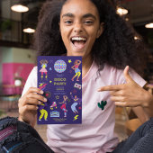 Invitation Groovy Roller Disco Fête Violette Rétro Millénaire