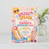 Invitation Groovy Splish Splash Fille Anniversaire (Debout devant)