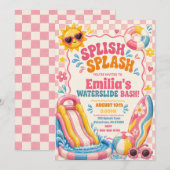 Invitation Groovy Splish Splash Fille Anniversaire (Devant / Derrière)