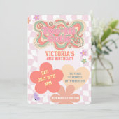 Invitation Groovy Two-tti Cutie, Retro Pinks 2nd Birthday (Debout devant)