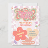 Invitation Groovy Two-tti Cutie, Retro Pinks 2nd Birthday (Devant)