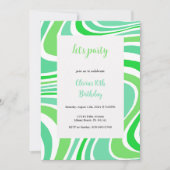 invitation groovy verte et turquoise (Devant)
