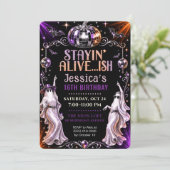 Invitation groovy violette pour une Sweet 16 disco (Debout devant)