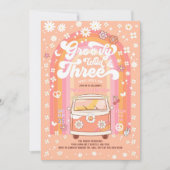 Invitation Groovy Wild et Three Van Bus 3e anniversaire (Devant)