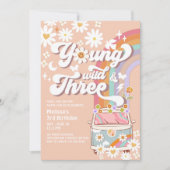 Invitation Groovy Young Wild et Trois 3e Anniversaire (Devant)