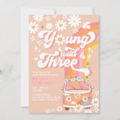 Invitation Groovy Young Wild et Trois Daisy 3ème Anniversaire (Devant)
