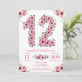 Invitation Gros 12ème anniversaire Fille du feuillage vert Fl (Debout devant)