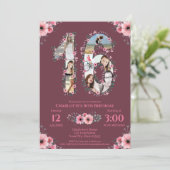 Invitation Gros 16e anniversaire fille photo Collage Fleur ro (Debout devant)